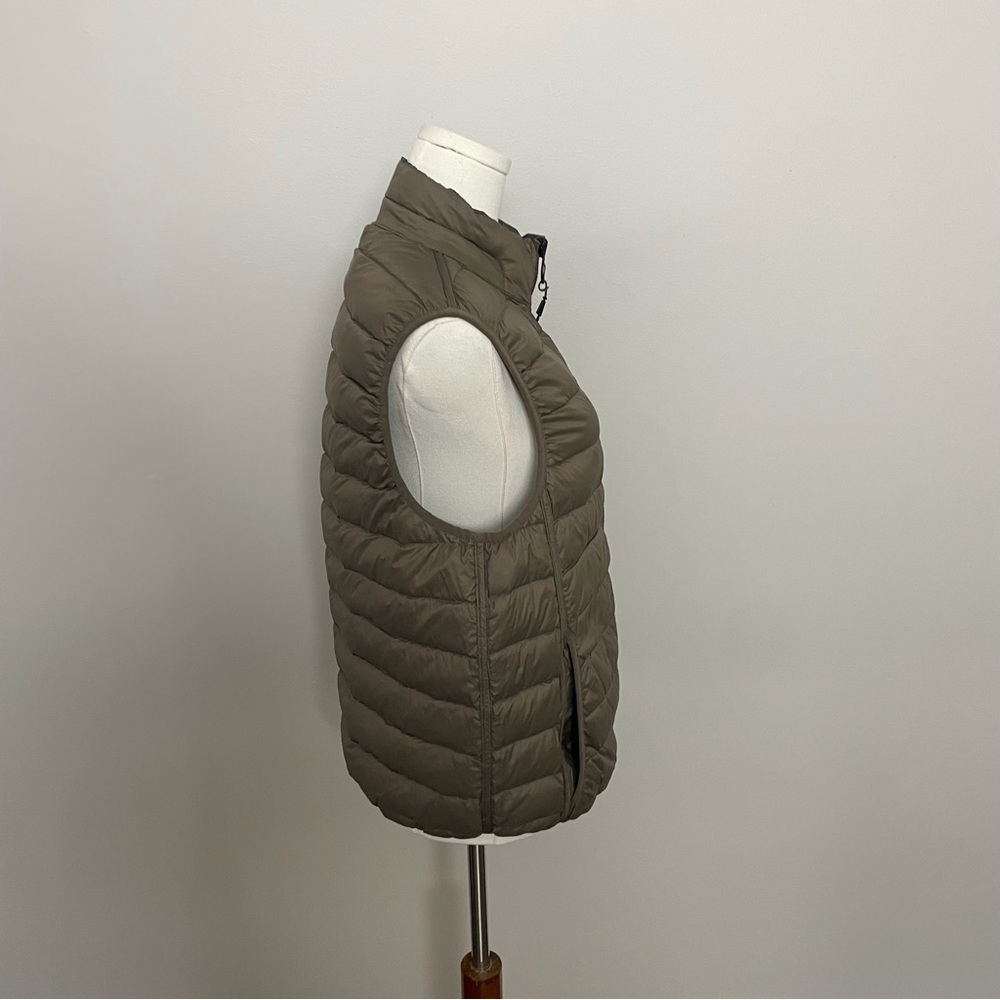 Hawk & Co Vest Puffer Reversible Duck Down Pockets Lightweight Olive Green Tan - Picture 14 of 15